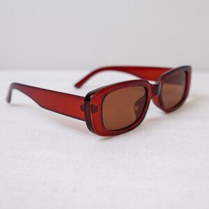 y2k rectangle retro style brown Frame, brown Lens frame sunglasses